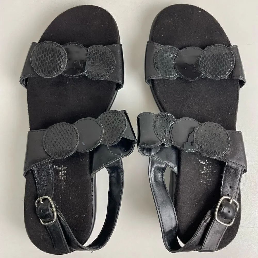 Vaneli Sport Black Leather Sandals Size 6.5 EUC